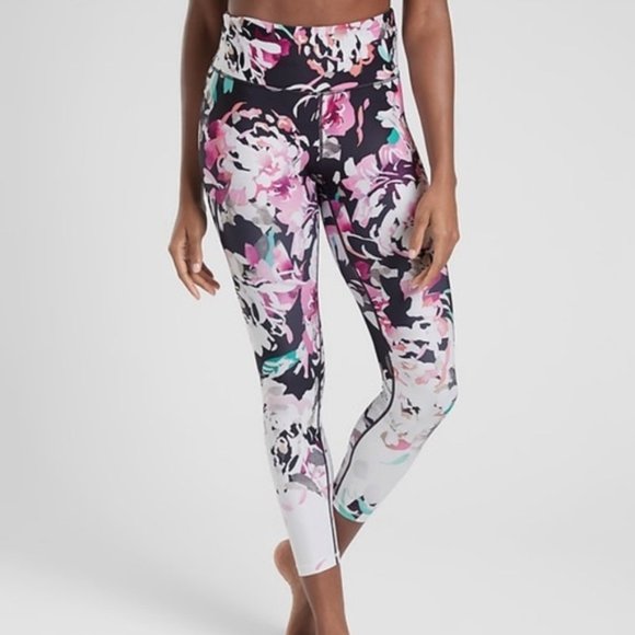 NWOT Athleta Pink Elation Blossom 7/8 Leggings - Picture 1 of 6